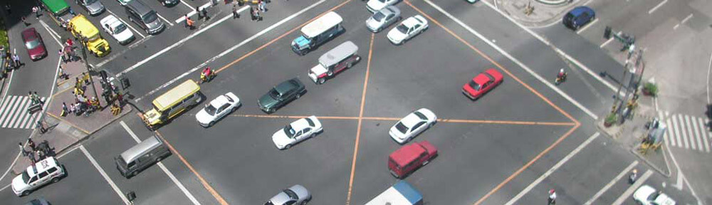 Roadway and crosswalk intersection